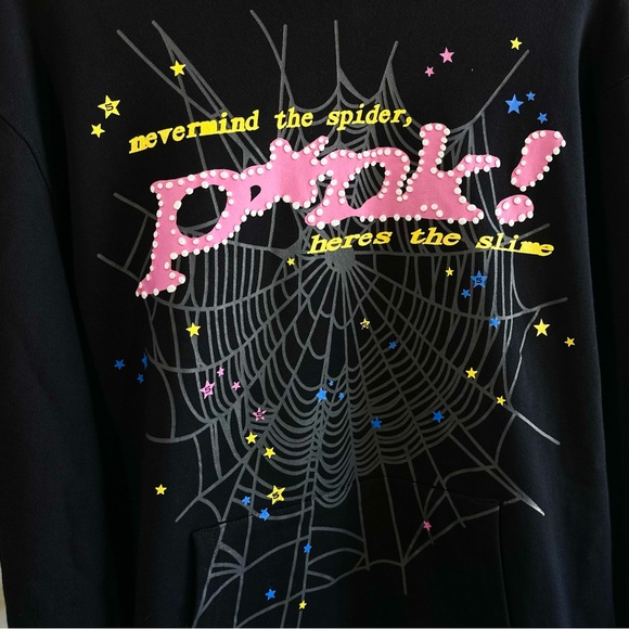 Sp5der P*nk V1 Hoodie Black - Picture 3 of 9